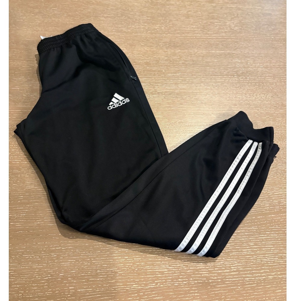 Adidas Mens Track Pants Black White 3-Stripe Soccer Training Joggers Small